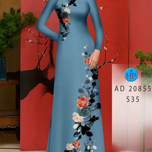 Vải áo dài hình hoa hồng đẹp