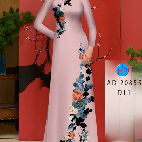 Vải áo dài hình hoa hồng đẹp