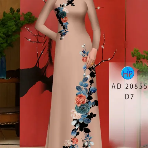 Vải áo dài hình hoa hồng đẹp