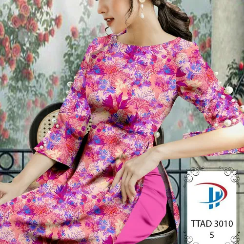 Vải áo dài hoa và lá xinh