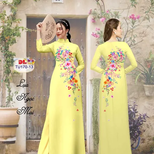 Vải áo dài hoa rơi đẹp