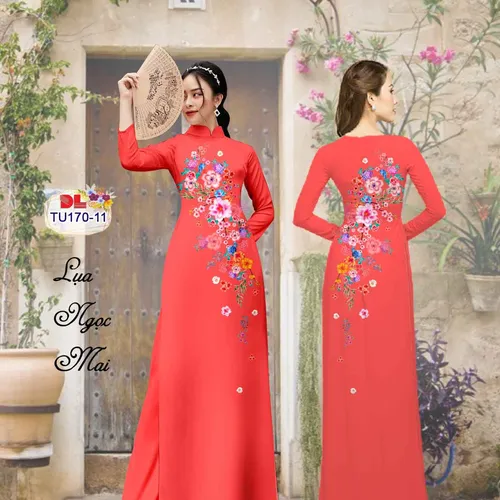 Vải áo dài hoa rơi đẹp