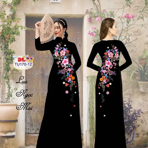 Vải áo dài hoa rơi đẹp