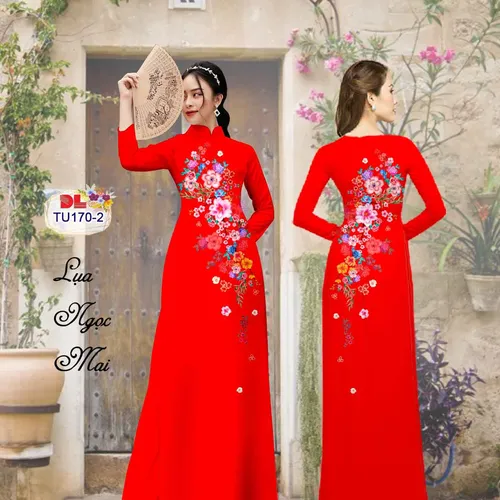 Vải áo dài hoa rơi đẹp