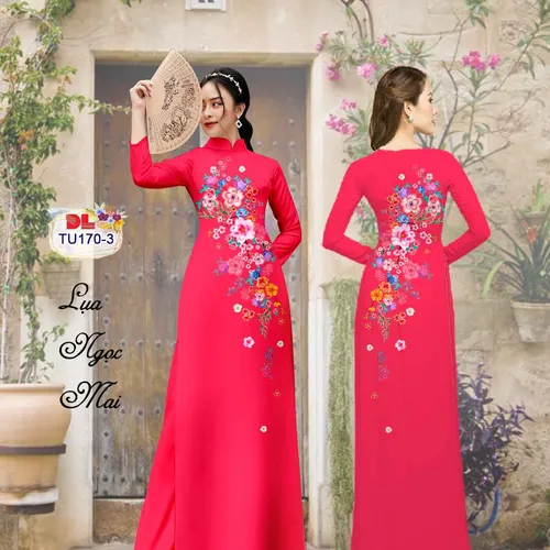 Vải áo dài hoa rơi đẹp