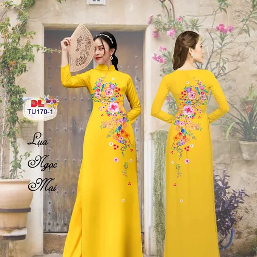 Vải áo dài hoa rơi đẹp