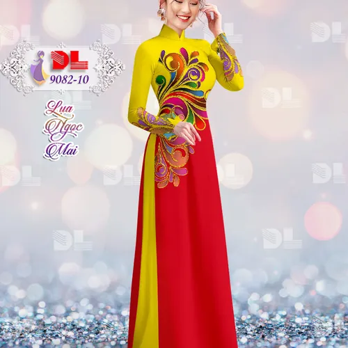 Vải áo dài họa tiết lập thể sắc màu