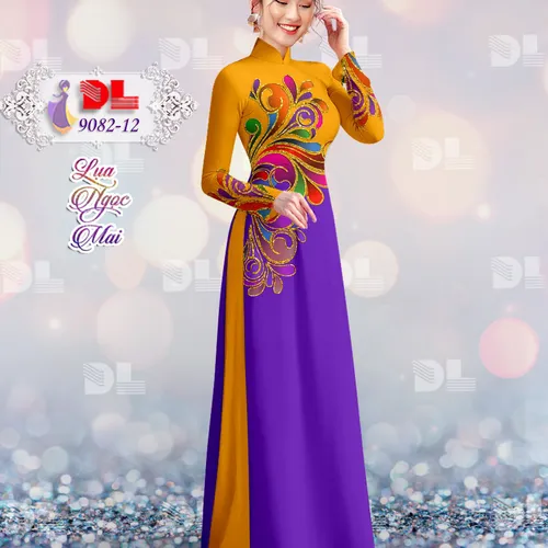 Vải áo dài họa tiết lập thể sắc màu