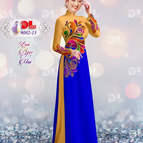 Vải áo dài họa tiết lập thể sắc màu