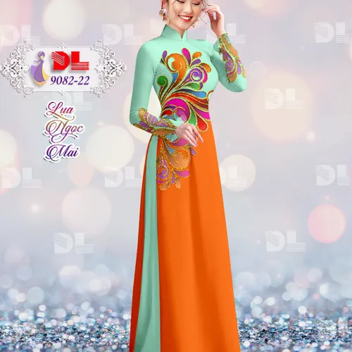 Vải áo dài họa tiết lập thể sắc màu