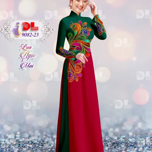 Vải áo dài họa tiết lập thể sắc màu