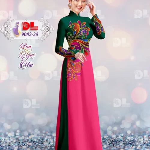 Vải áo dài họa tiết lập thể sắc màu