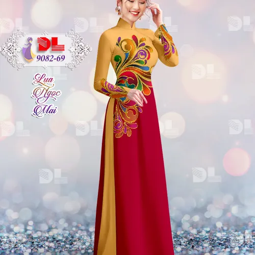 Vải áo dài họa tiết lập thể sắc màu