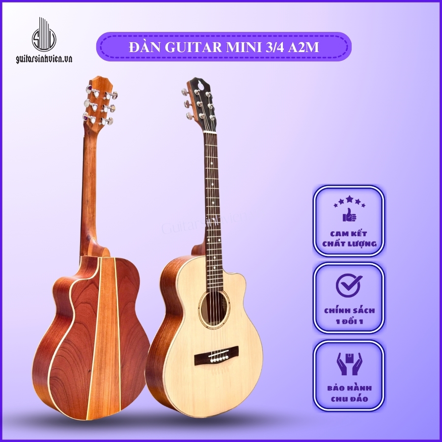 Đàn Guitar Mini Acoustic Size 3/4 Gỗ Hồng Đào Mã A2MIN Đàn Guitar Mini Acoustic Size 3/4 Gỗ Hồng Đào Mã A2MIN