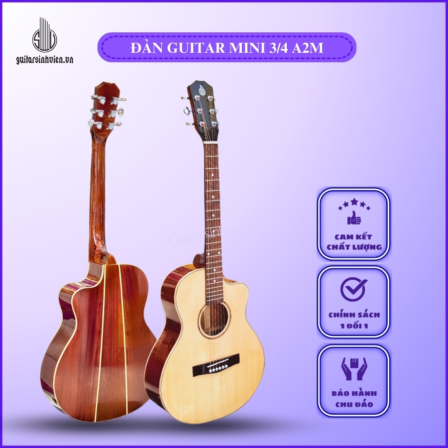 Đàn Guitar Mini Acoustic Size 3/4 Gỗ Hồng Đào Mã A2MIN Đàn Guitar Mini Acoustic Size 3/4 Gỗ Hồng Đào Mã A2MIN