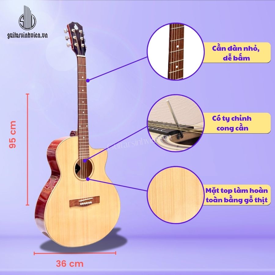 Đàn Guitar Mini Acoustic 3/4 SV-A1M Đàn Guitar Mini Acoustic 3/4 SV-A1M