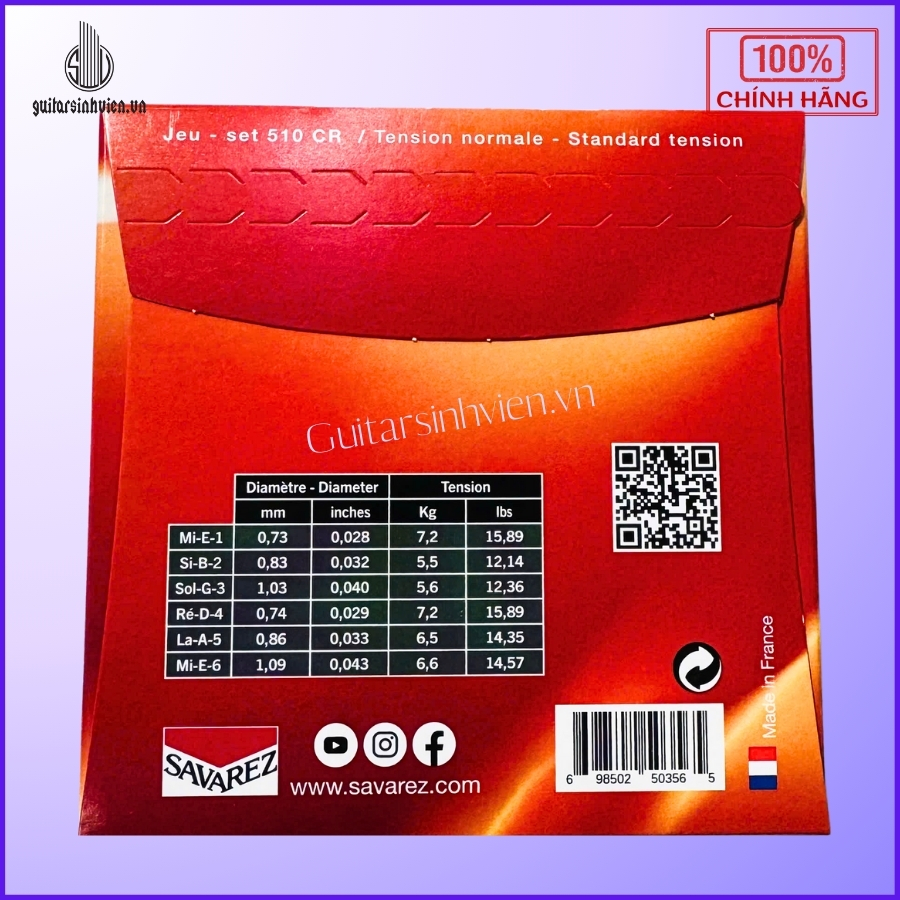Dây đàn guitar classic chính hãng Savarez 510 CR Dây đàn guitar classic chính hãng Savarez 510 CR