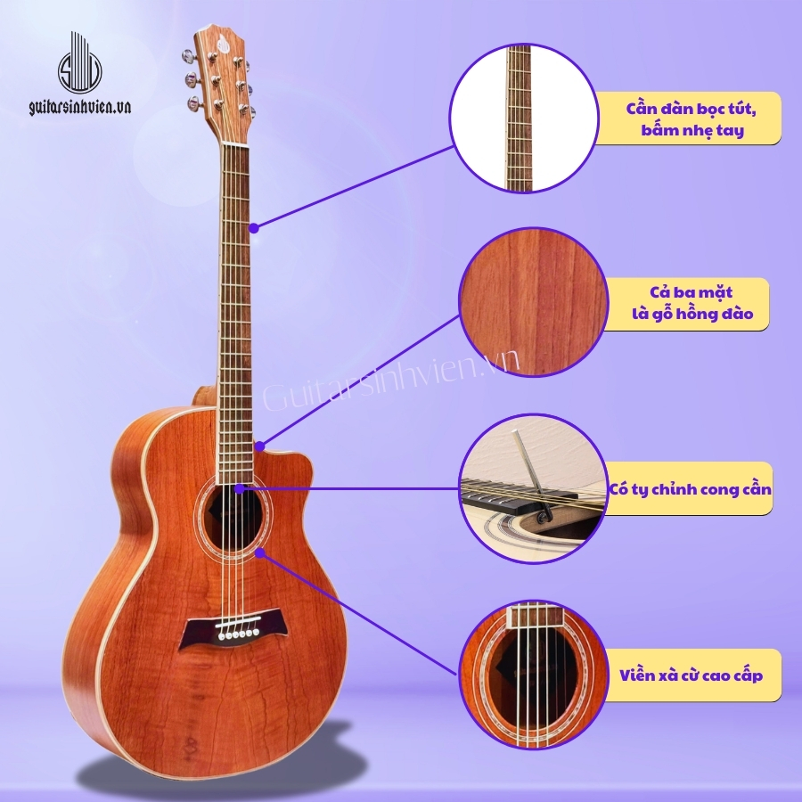 Đàn guitar acoustic gỗ hồng đào Full cây SV-FA4 Đàn guitar acoustic gỗ hồng đào Full cây SV-FA4