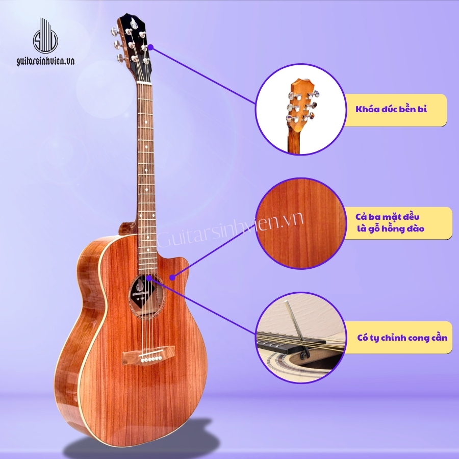 Đàn Guitar Acoustic Full Gỗ Hồng Đào SV-FA2 Đàn Guitar Acoustic Full Gỗ Hồng Đào SV-FA2