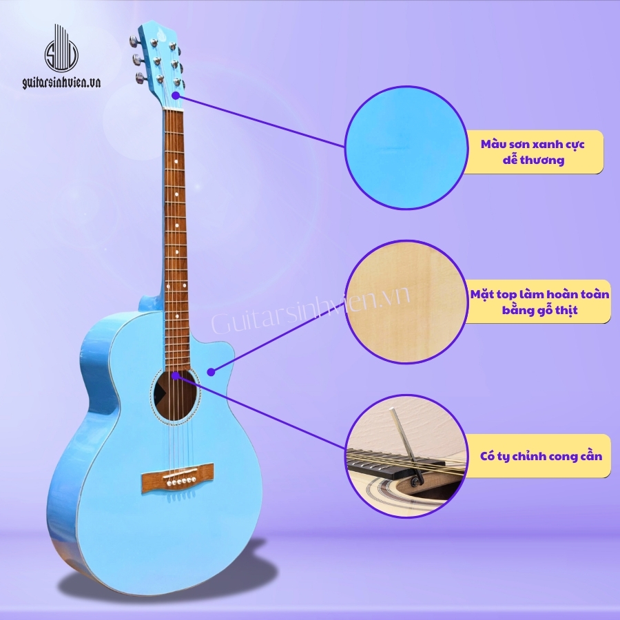Đàn Guitar Acoustic Màu Xanh Dương SV-A1CL Đàn Guitar Acoustic Màu Xanh Dương SV-A1CL