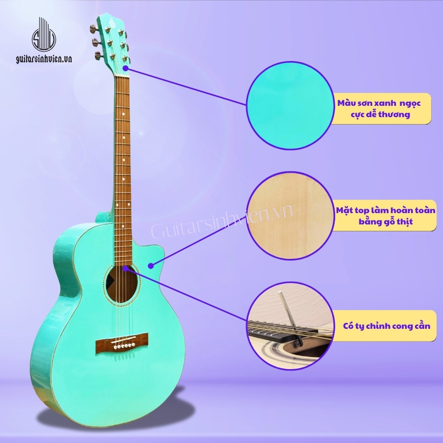 Đàn Guitar Acoustic Màu Xanh Ngọc SV-A1CL Đàn Guitar Acoustic Màu Xanh Ngọc SV-A1CL