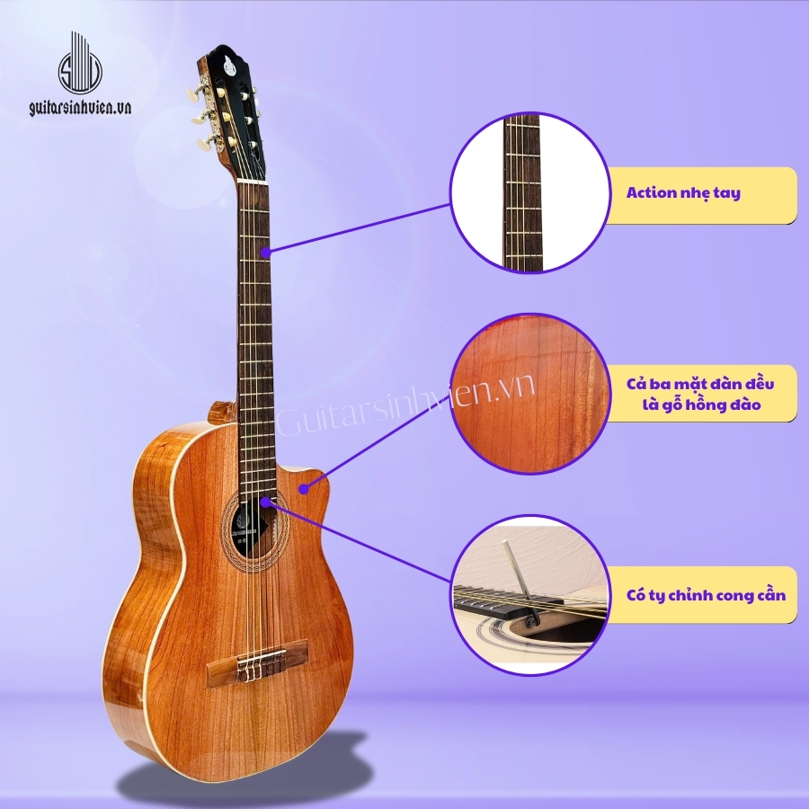 Đàn Guitar Classic Full Gỗ Hồng Đào SV-FC2 Đàn Guitar Classic Full Gỗ Hồng Đào SV-FC2