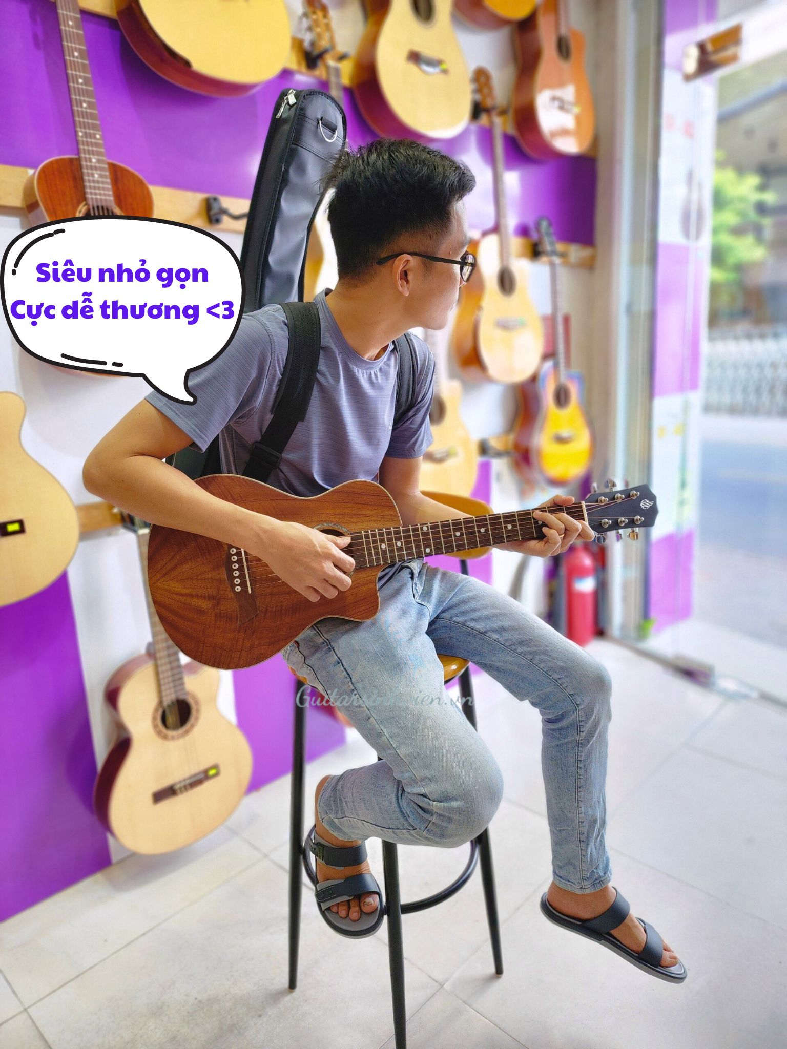 Đàn guitar mini acoustic size 1/2 Full Gỗ Hồng Đào FM2 Đàn guitar mini acoustic size 1/2 Full Gỗ Hồng Đào FM2