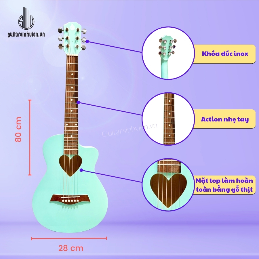 Đàn Guitar Mini Size 1/2 - Phiên Bản Đặc Biệt Mã M1 Đàn Guitar Mini Size 1/2 - Phiên Bản Đặc Biệt Mã M1