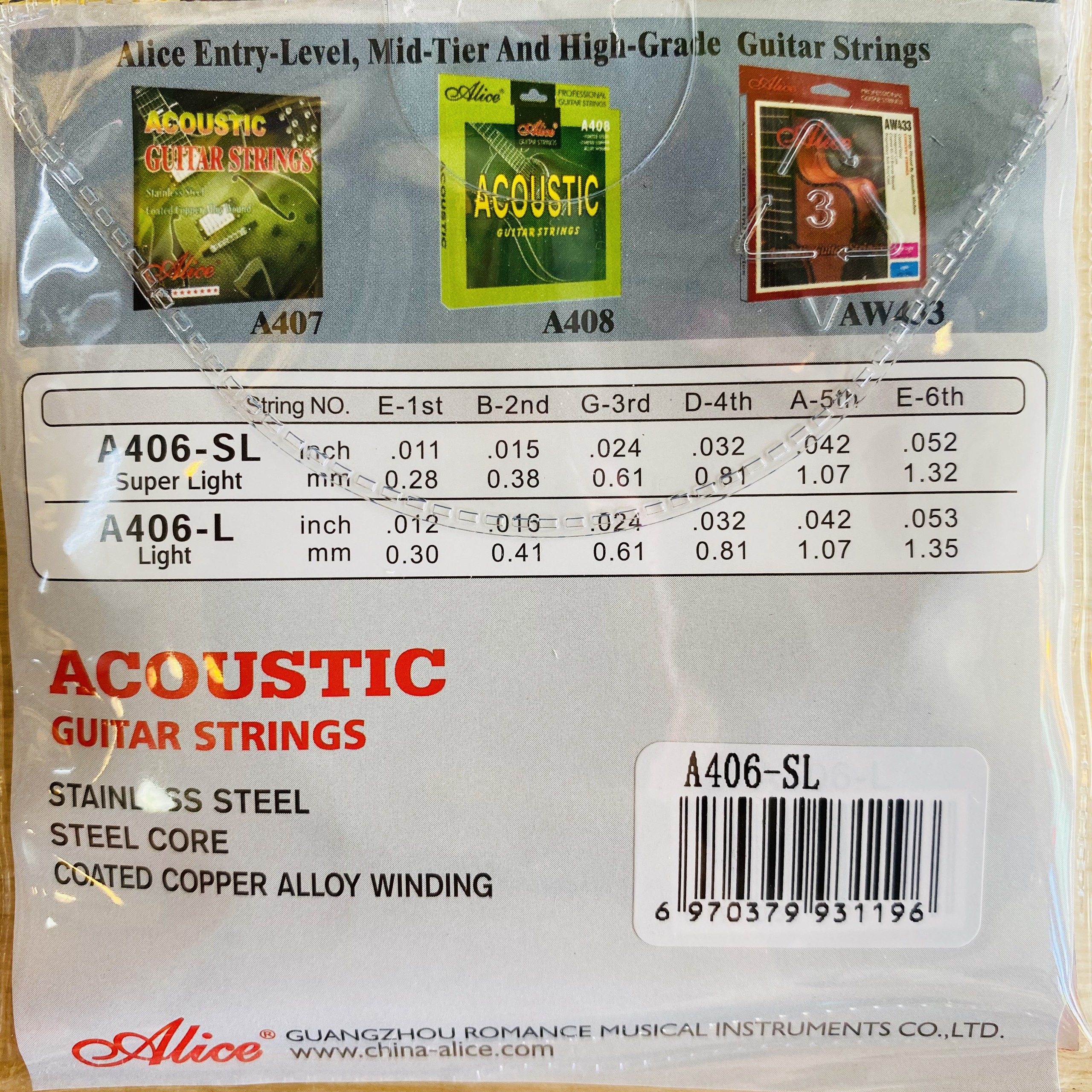 Dây đàn guitar acoustic Alice chính hãng A406 Dây đàn guitar acoustic Alice chính hãng A406