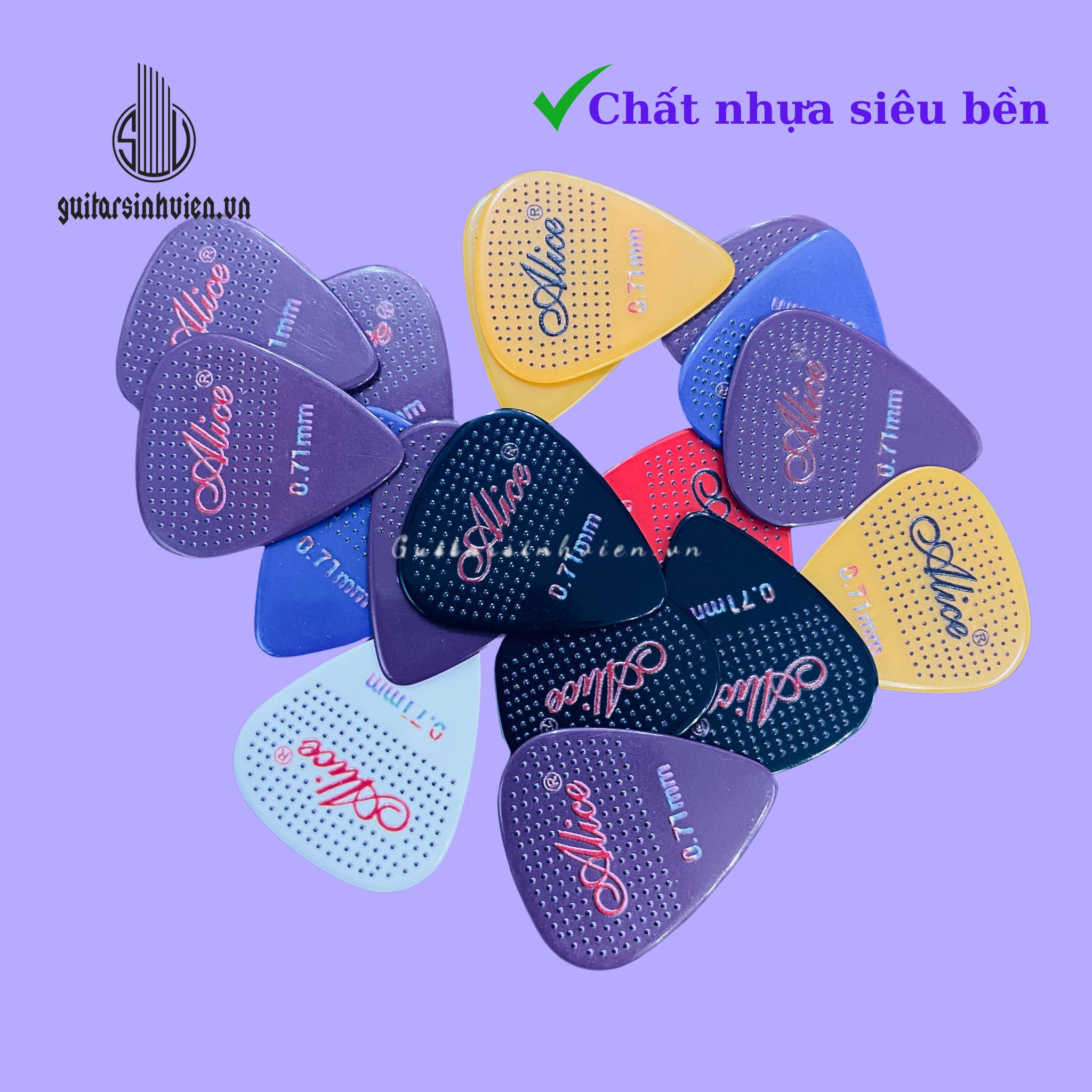 Hình ảnh pick gãy đàn guitar nhám Alice. Hình ảnh pick gãy đàn guitar nhám Alice.