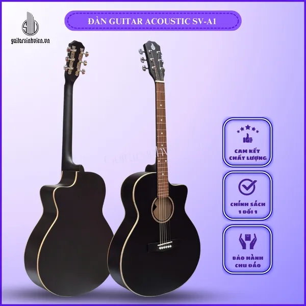 Đàn Guitar Acoustic Màu Đen Tập Chơi Giá Rẻ SV-A1