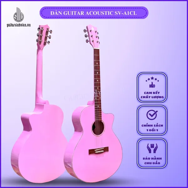 Đàn Guitar Acoustic Màu Hồng Dễ Thương SV-A1CL