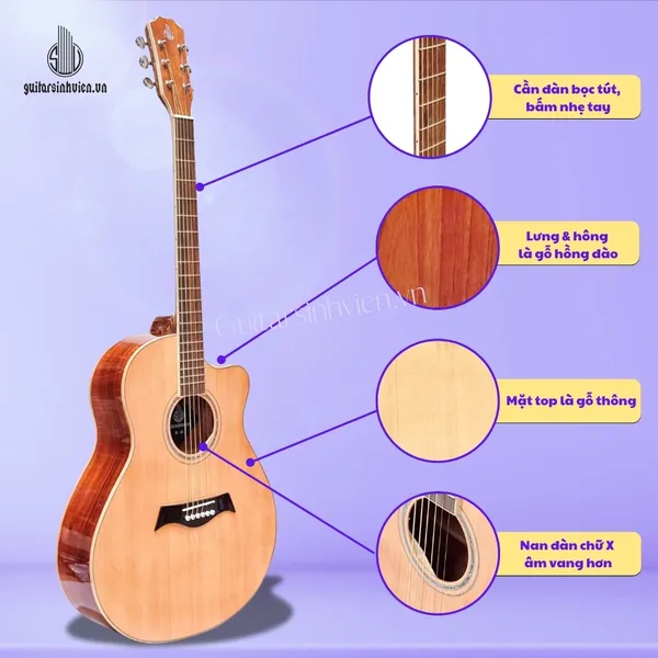 Đàn Guitar Acoustic Gỗ Hồng Đào Kỹ SV-A4