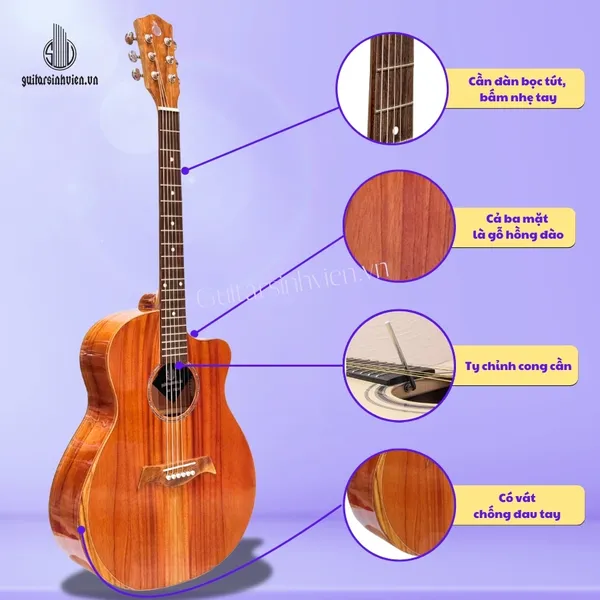 💥HOT💥 Đàn Guitar Acoustic Có Vát Bavel Chống Đau Tay - FA2V