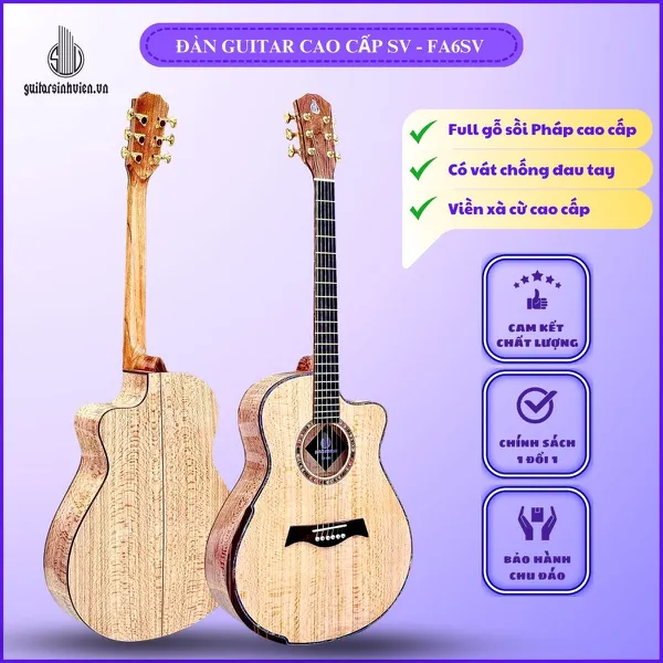 Đàn Guitar Acoustic Gỗ Sồi Pháp Cao Cấp Mã SV - FA6SV 