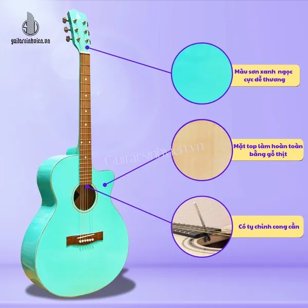 Đàn Guitar Acoustic Màu Xanh Ngọc SV-A1CL