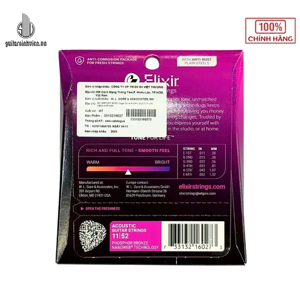 Dây Đàn Acoustic Elixir Phosphor Chính Hãng 16027 