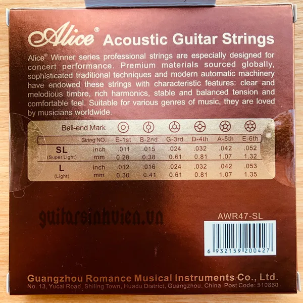 Dây đàn guitar acoustic cao cấp Alice AWR47 Chính Hãng