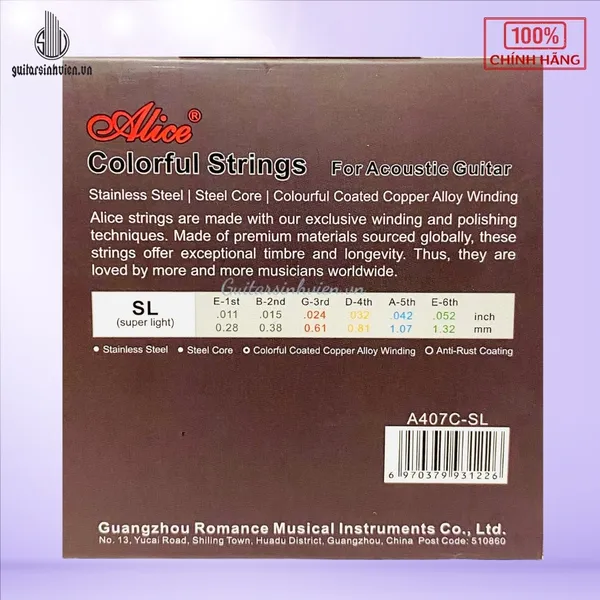 Dây Đàn Guitar Acoustic Nhiều Màu Alice A407C
