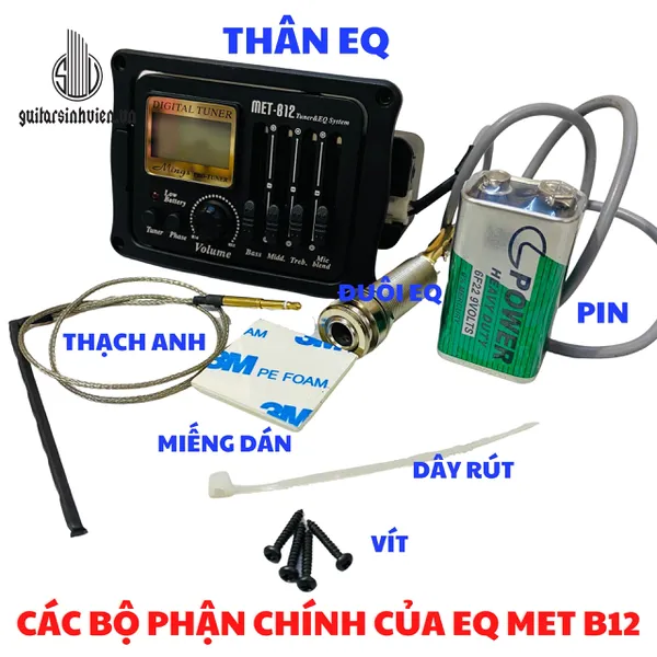 Lắp EQ đàn guitar EQ MET B12 chính hãng