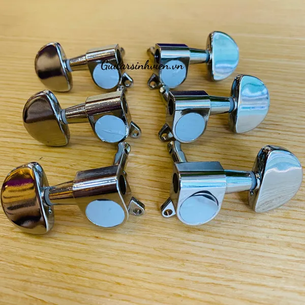 Khóa đàn guitar acoustic đúc inox màu bạc 