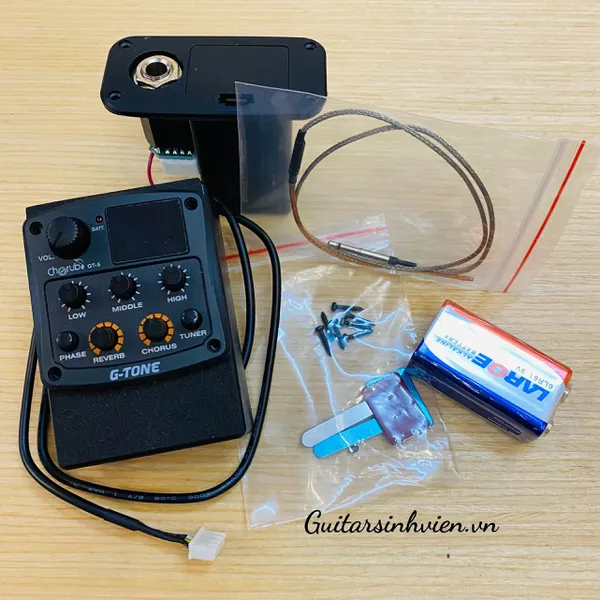 Lắp EQ đàn guitar EQ GTONE 5 chính hãng 