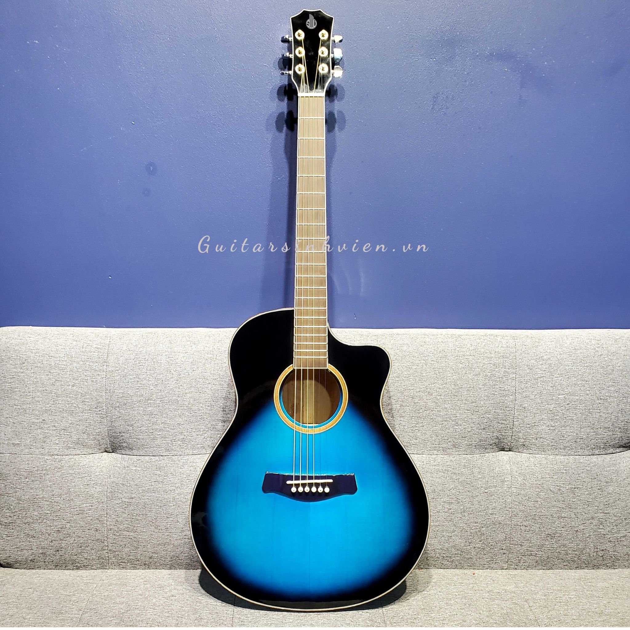 Guitar acoustic màu xanh dương