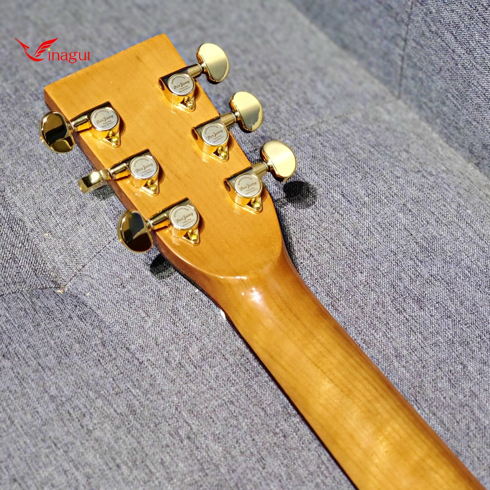 Guitar Acoustic Custom [GỖ MAHOGANY] Cẩn Xà Cừ Vinagui Cao Cấp