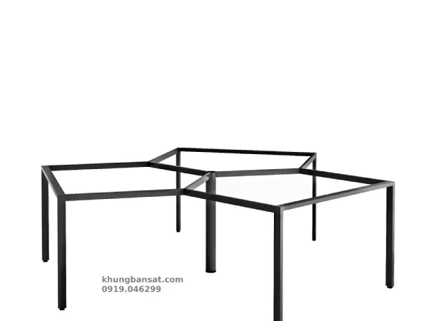 Chân U 25x50, khung chân sắt bàn cụm 3 người: PV- C3U25