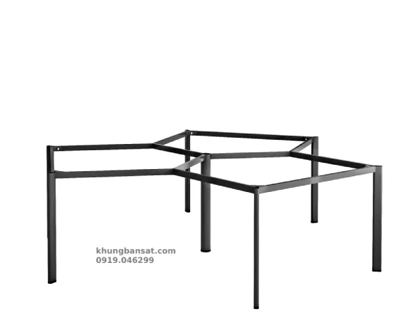 Chân Oval 30x60, khung chân sắt bàn cụm 3 người: PV- C3OV