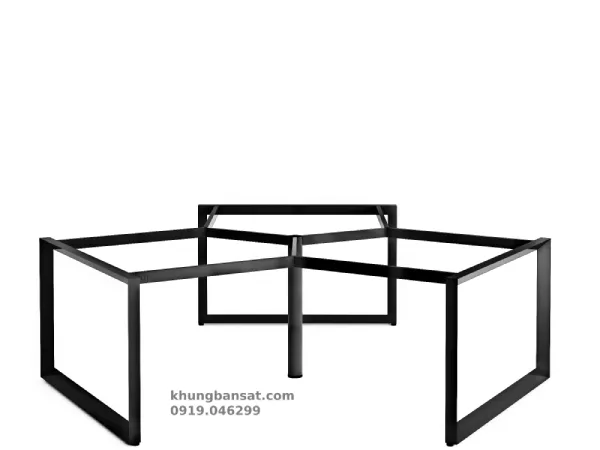 Chân tam giác 55x55x75, Khung chân sắt bàn cụm 3 chổ: PV-C3TGK