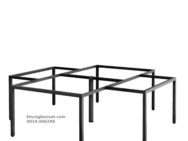 Chân sắt U 40x40, khung chân bàn cụm 4 người: PV-G4U4