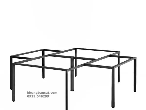 Chân U 25x50, khung chân sắt bàn cụm 4 người: PV- G4U25