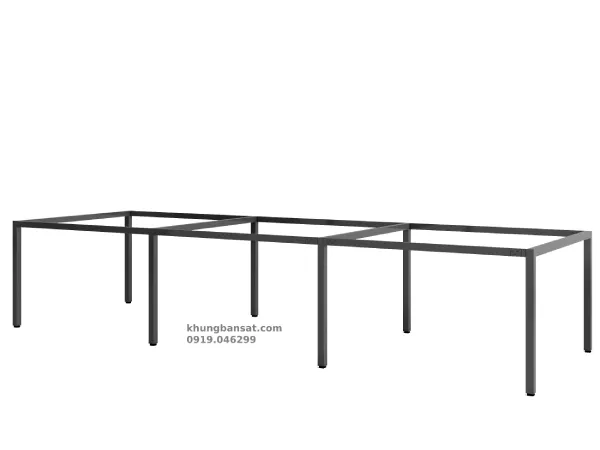 Chân sắt U 40x40, Khung chân cụm bàn làm việc 6 chỗ: PV-C6U4